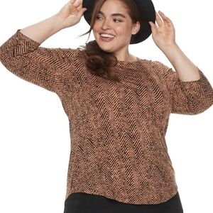 NEW Plus Size EVRI 3/4-Sleeve Scoopneck Top Shirt Size 1X Modern Tee